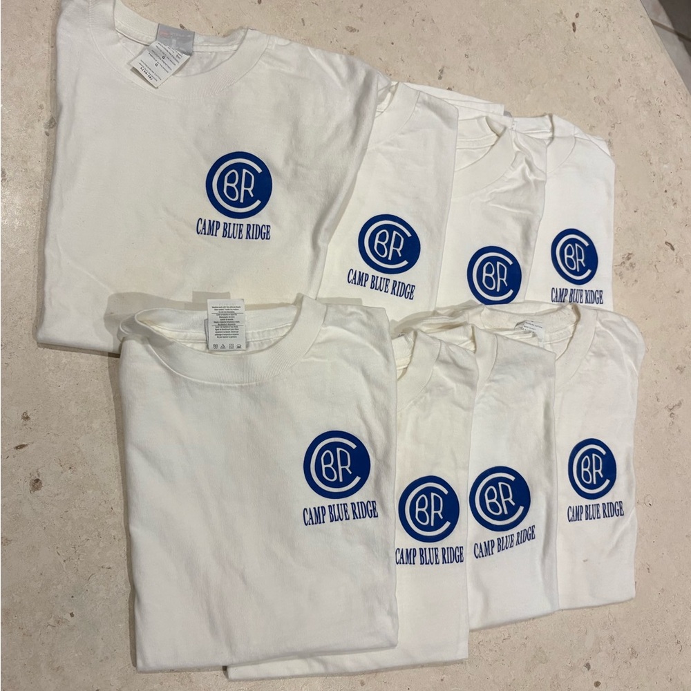 Camp Blue Ridge-CBR- White Hanes Beefy-T shirts. Youth size 14-16